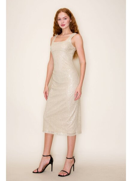 Goldie Sequin Mesh Leeveless Bodycon Midi Dress