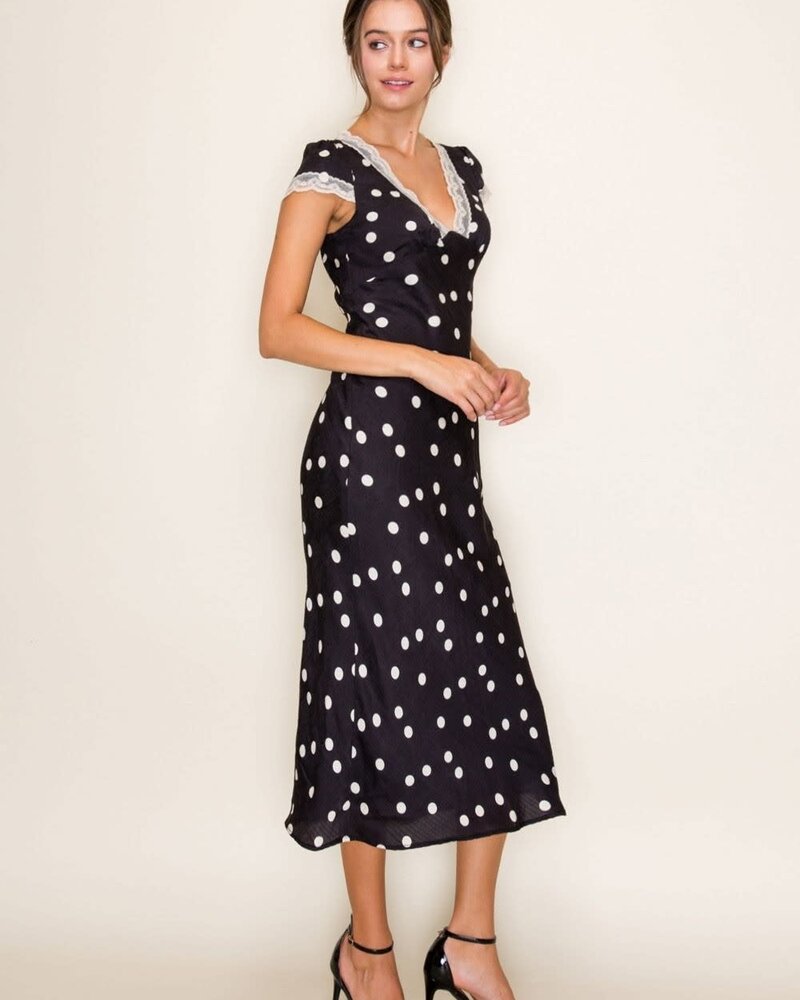 Parry Polka Dot Satin Dress