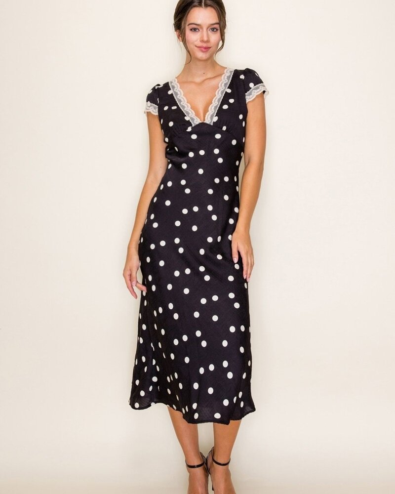 Parry Polka Dot Satin Dress