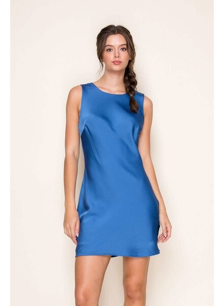 B.RIGHT Minimal Satin Mini Dress | Royal