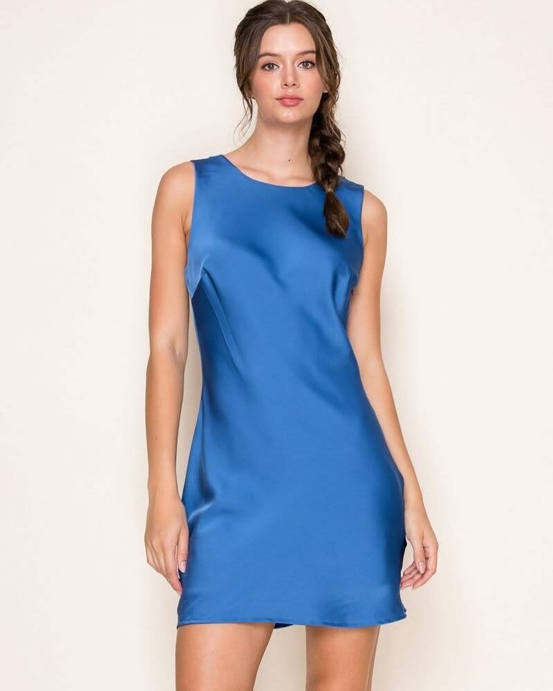 Minimal Satin Mini Dress | Royal
