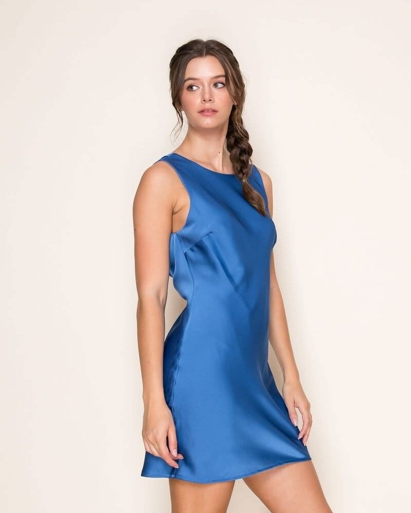 Minimal Satin Mini Dress | Royal