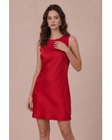 Minimal Satin Mini Dress | Red