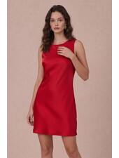 Minimal Satin Mini Dress | Red