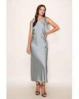 Camilia Solid Satin Midi Dress | Sage