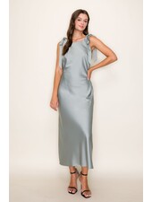 Camilia Solid Satin Midi Dress | Sage