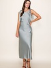 Camilia Solid Satin Midi Dress | Sage