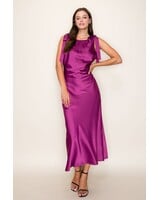 Camilia Solid Satin Midi Dress | Purple