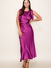 Camilia Solid Satin Midi Dress | Purple