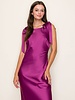 Camilia Solid Satin Midi Dress | Purple