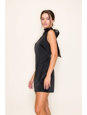 B.RIGHT Organza Scarf Satin Mini Dress | Black