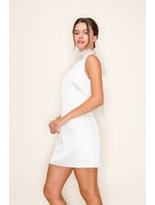 B.RIGHT Organza Scarf Satin Mini Dress | White