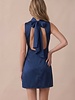 Organza Scarf Satin Mini Dress | Navy