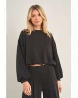 Cellie Cropped Crewneck Sweatshirt | Black