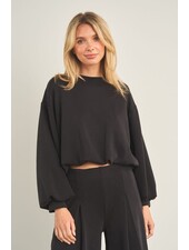 Cellie Cropped Crewneck Sweatshirt | Black