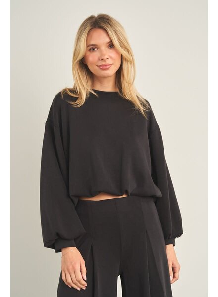 Cellie Cropped Crewneck Sweatshirt | Black