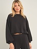 Cellie Cropped Crewneck Sweatshirt | Black
