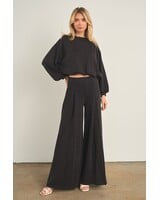Cellie Wide Leg Sweat Pant | Black