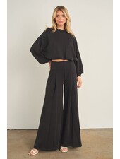 Cellie Wide Leg Sweat Pant | Black