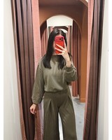 Cellie Cropped Crewneck Sweatshirt | Olive