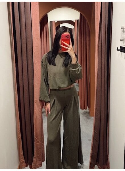 Cellie Wide Leg Sweat Pant | Olive