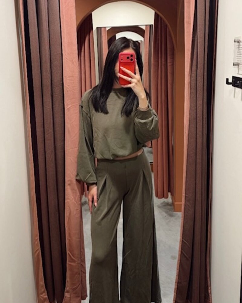 Cellie Wide Leg Sweat Pant | Olive