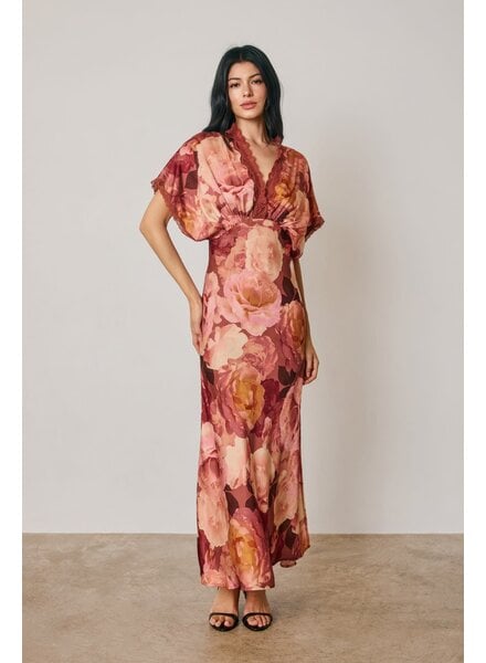 Cornnal Lace Blouson Maxi Dress