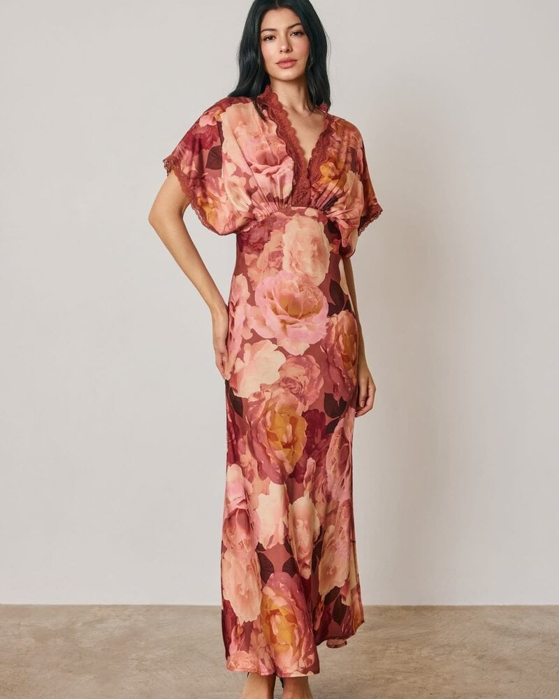 Cornnal Lace Blouson Maxi Dress