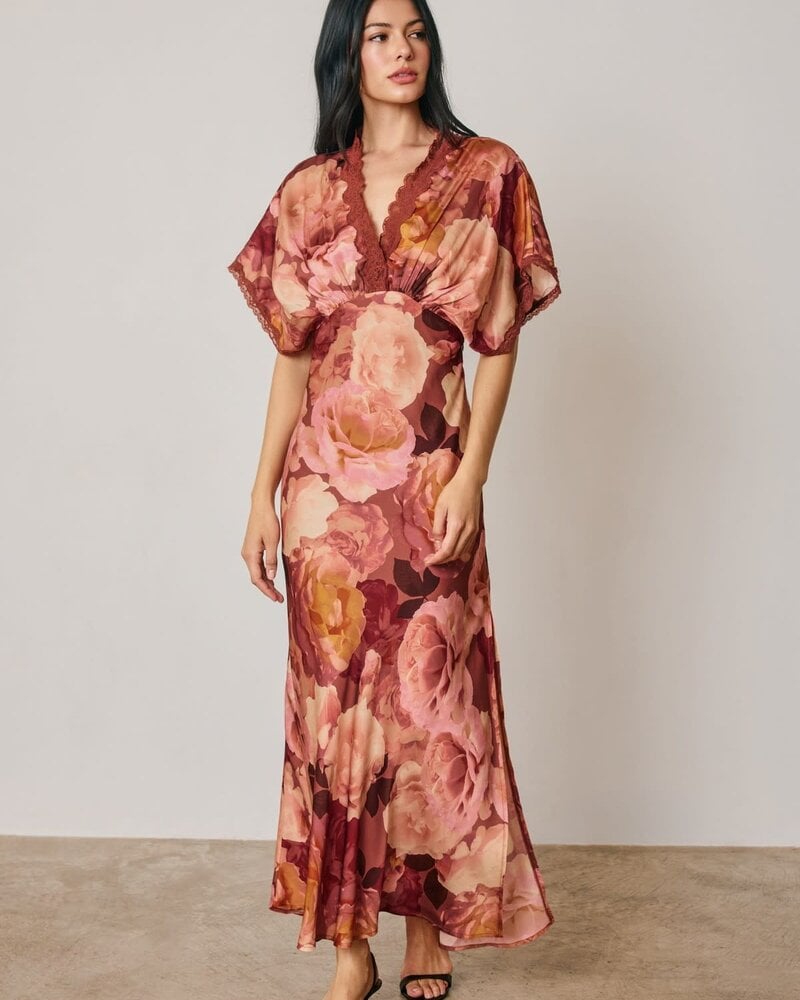 Cornnal Lace Blouson Maxi Dress