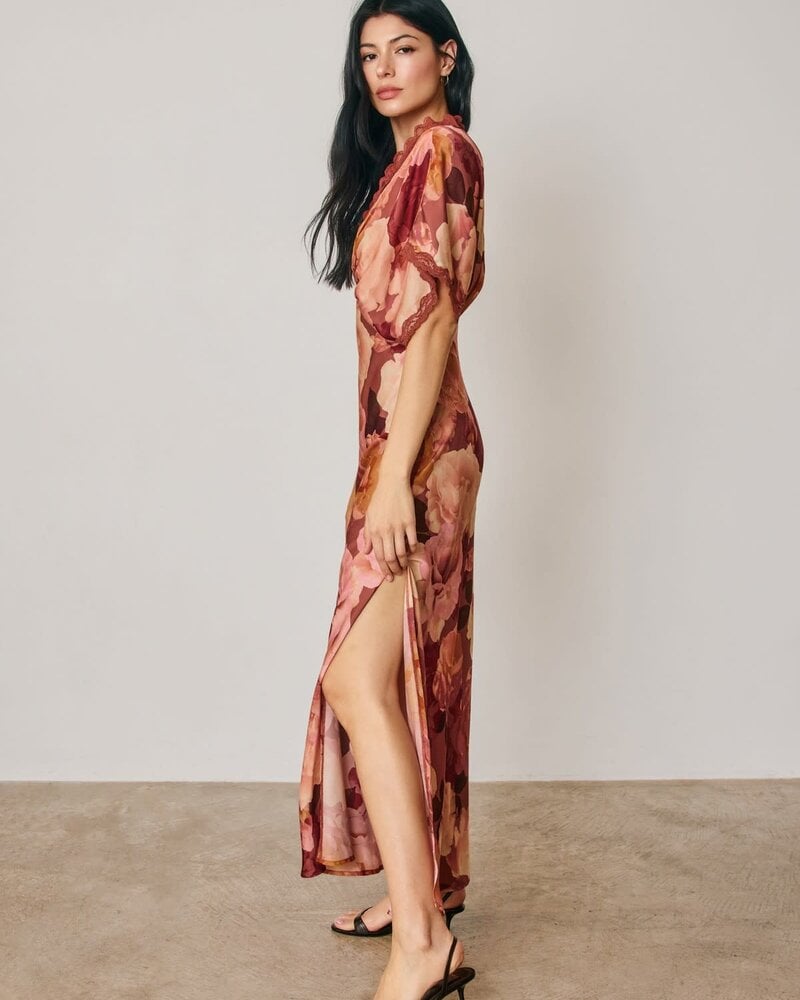 Cornnal Lace Blouson Maxi Dress