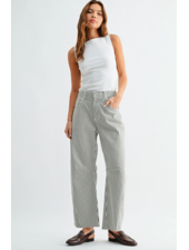 Just Black Denim Raw Hem Barrel Jean | Olive Stripe