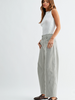 Just Black Denim Raw Hem Barrel Jean | Olive Stripe