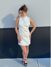 Organza Scarf Satin Mini Dress | White