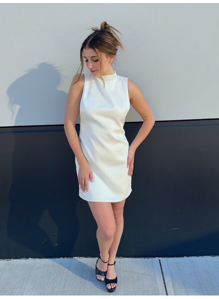 Organza Scarf Satin Mini Dress | White