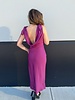 Camilia Solid Satin Midi Dress | Purple