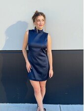 Organza Scarf Satin Mini Dress | Navy