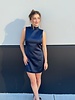 Organza Scarf Satin Mini Dress | Navy