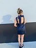 Organza Scarf Satin Mini Dress | Navy