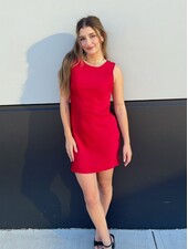 Minimal Satin Mini Dress | Red