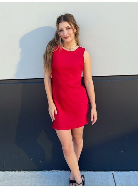Minimal Satin Mini Dress | Red