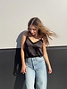 Evelyn Lace Trim Satin Top