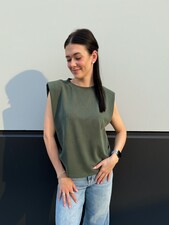 Collings Top With Shoulder Pads | Forest