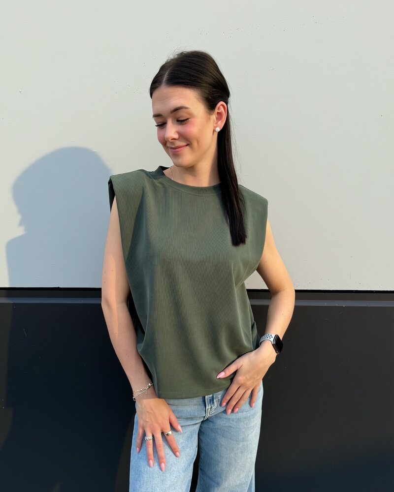 Collings Top With Shoulder Pads | Forest