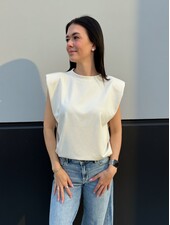Collings Top With Shoulder Pads | Ivory