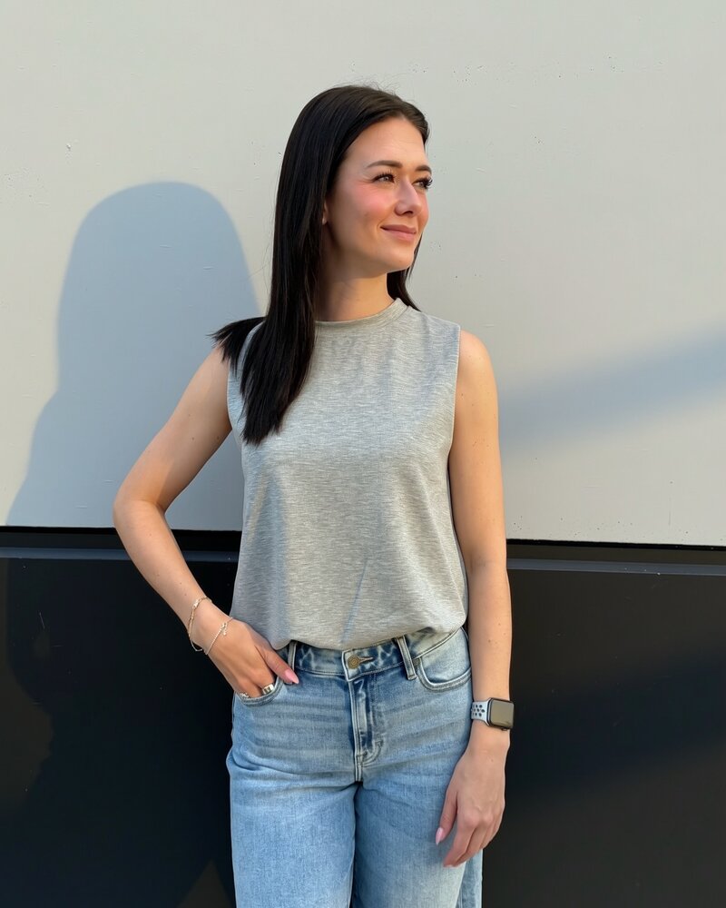 Lockie Bubble Hem Tank | Grey