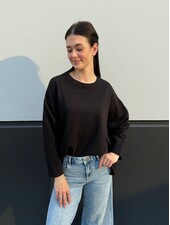 Lanie Long Sleeve Jersey Top | Black