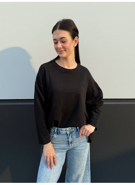 Lanie Long Sleeve Jersey Top | Black