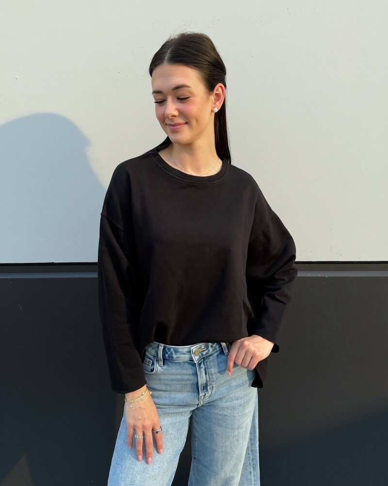 Lanie Long Sleeve Jersey Top | Black