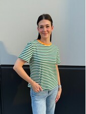 Soft Crew Neck Striped Tee | Green