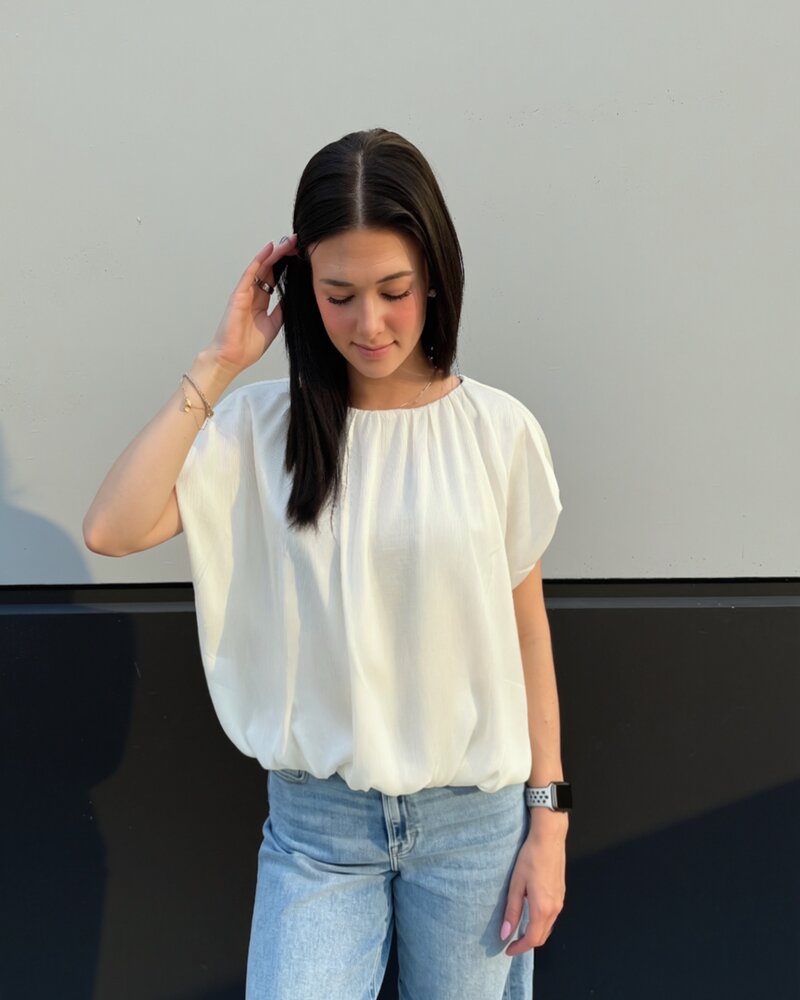 Gathered Neck Bubble Blouse